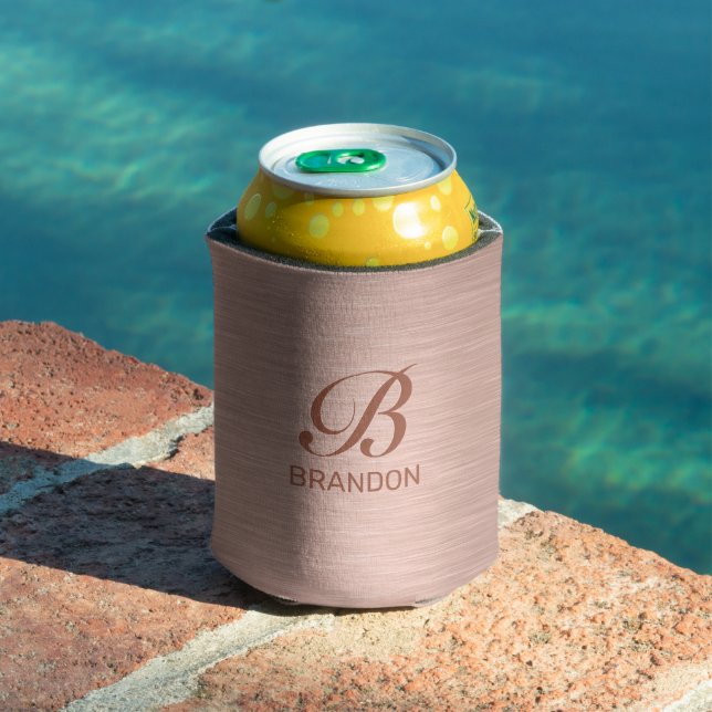 Rafraîchisseur Pour Canette Monogramme de texture métallique rose (Piscine in situ)