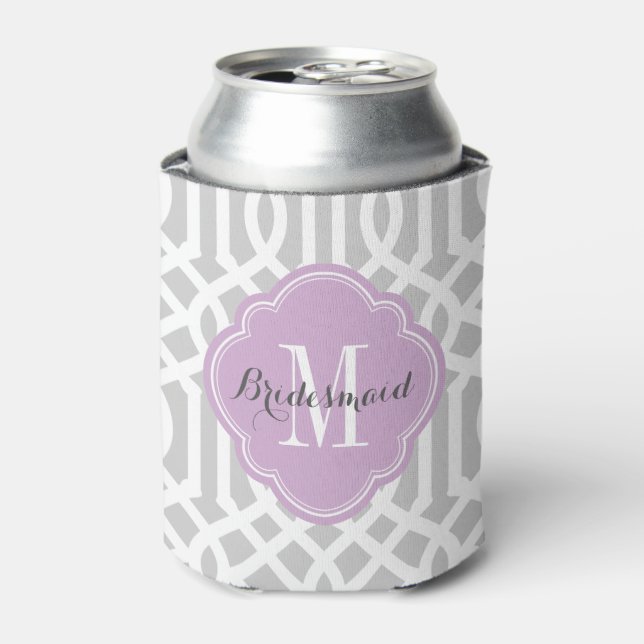 Rafraîchisseur Pour Canette Monogramme de Trellis gris et violet (Can devant)