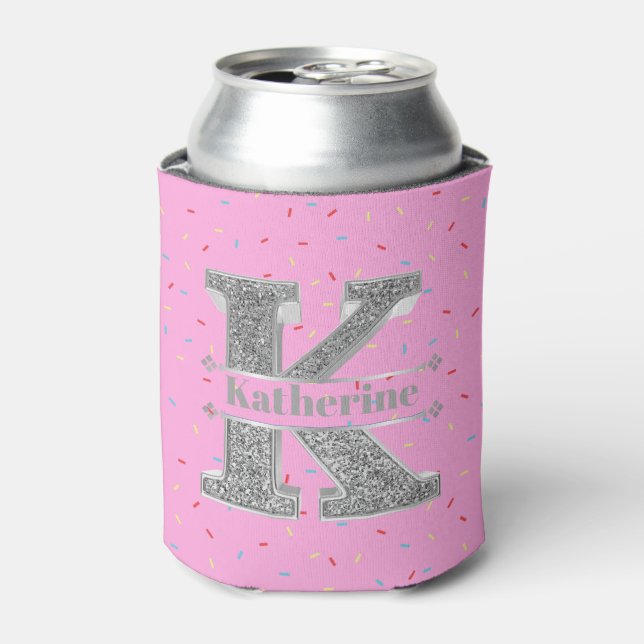 Rafraîchisseur Pour Canette Monogramme initial d'argent K personnalisé Votre n (Can devant)