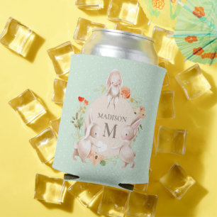 Rafraîchisseur Pour Canette Monogramme Lapin lapins Floral Pâques Personnalisé
