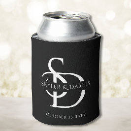 Rafraîchisseur Pour Canette Monogramme Mariage Simple Personnalisé Avec Nom