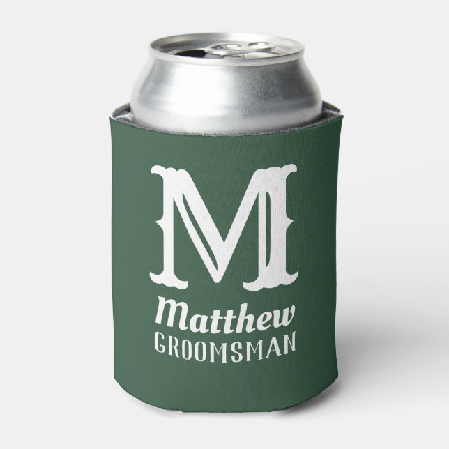 Rafraîchisseur Pour Canette Monogramme masculin personnalisé pour garçon d'hon (Can devant)