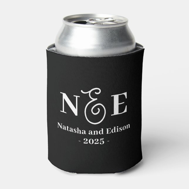 Rafraîchisseur Pour Canette Monogramme Moderne Mariage Noir Can Cooler (Can devant)