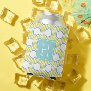 Rafraîchisseur Pour Canette Monogramme Motif de nid d'abeille jaune