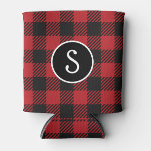 Rafraîchisseur Pour Canette Monogramme personnalisé de buffle rouge et noir