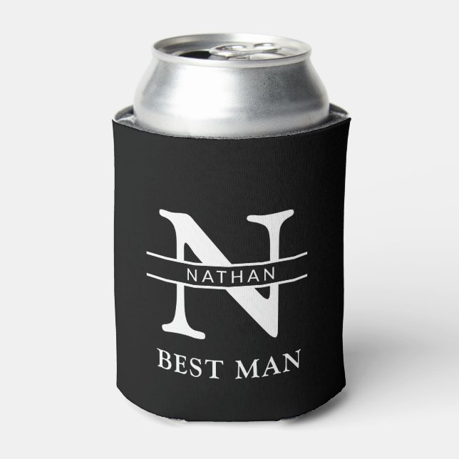 Rafraîchisseur Pour Canette monogramme personnalisé initial et nom Groomsman (Can devant)