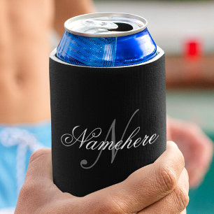 Rafraîchisseur Pour Canette Monogramme personnalisé unique en noir et blanc