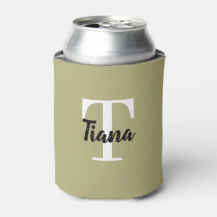 Rafraîchisseur Pour Canette Monogramme personnalisé vert et blanc pouvant ref