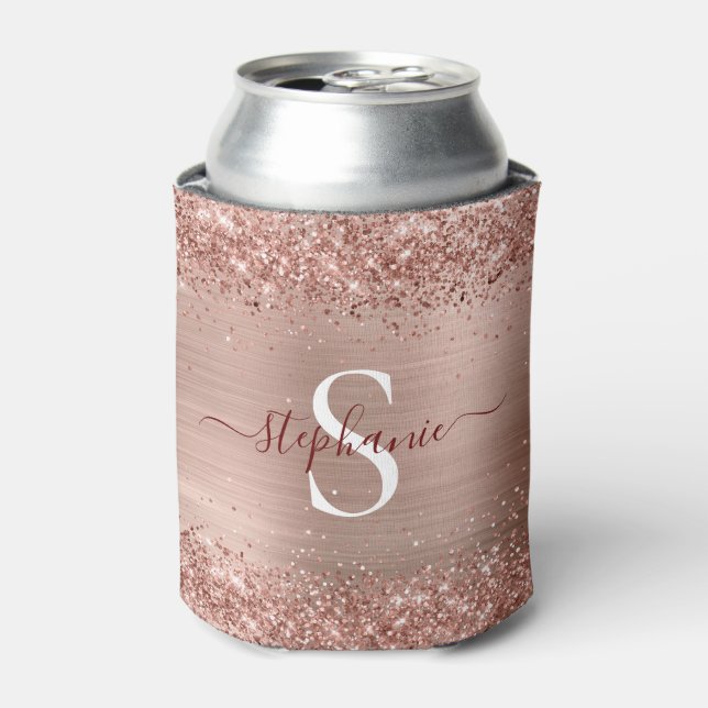 Rafraîchisseur Pour Canette Monogramme Rose Gold Faux-Parties scintillant Girl (Can devant)