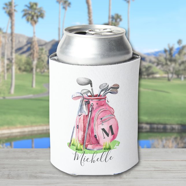 Rafraîchisseur Pour Canette Monogramme rose golf (Golf Pink Monogram Can Cooler)