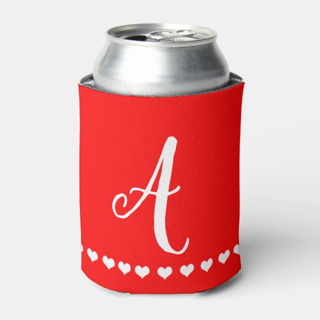 Rafraîchisseur Pour Canette Monogramme rouge et blanc initial (Can devant)