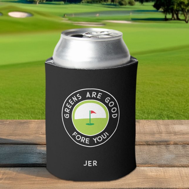Rafraîchisseur Pour Canette Monogrammed – GREENS ARE GOOD FORE YOU! Funny Golf (Monogrammed – GREENS ARE GOOD FORE YOU! Funny Golf Can Cooler)