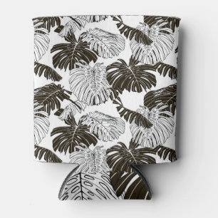 Rafraîchisseur Pour Canette Monstera Monochrome : Noir-Blanc Sans Fil.