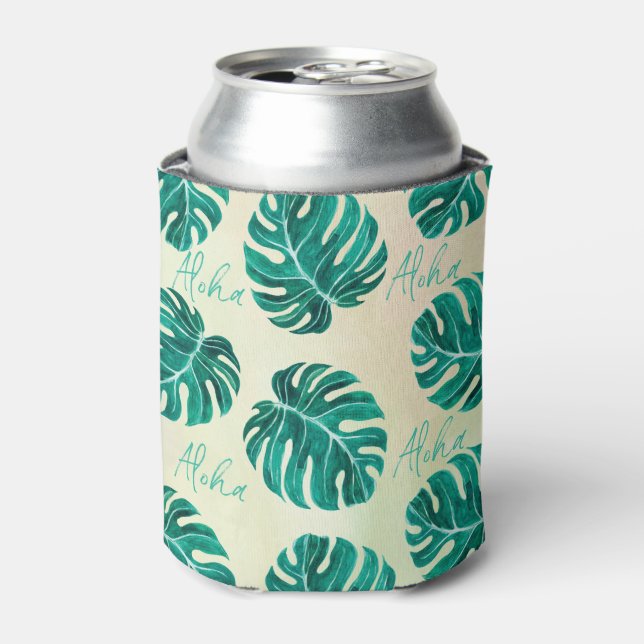 Rafraîchisseur Pour Canette Monstère tropicale émeraude palmier vert feuille a (Can devant)