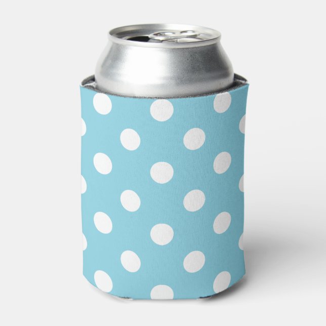 Rafraîchisseur Pour Canette Motif à points Polka bleu et blanc (Can devant)