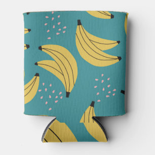 Rafraîchisseur Pour Canette motif banane vintage, arrière - plan bleu.