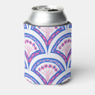 Rafraîchisseur Pour Canette motif damassé floral bleu