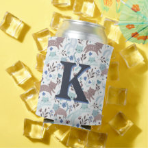 Motif de chat Whimsical, Monogramme gris bleu