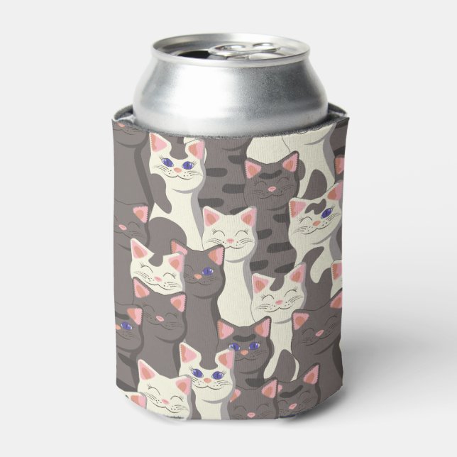 Rafraîchisseur Pour Canette Motif de chats blancs et gris (Can devant)