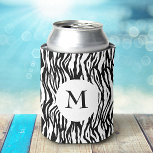Rafraîchisseur Pour Canette Motif de monogramme blanc noir gras imprimé zèbre