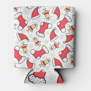 Rafraîchisseur Pour Canette Motif de Noël sans couture, design festif.