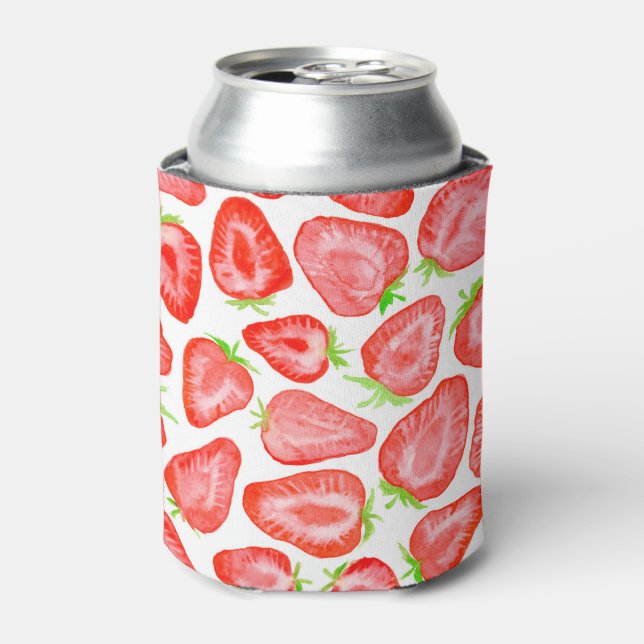 Rafraîchisseur Pour Canette Motif de tranches de fraise d'aquarelle (Can devant)