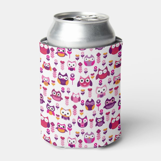 Rafraîchisseur Pour Canette motif d'oiseau de hibou rétro coloré (Can devant)