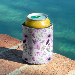 Rafraîchisseur Pour Canette Motif élégant de fleurs roses et violettes
