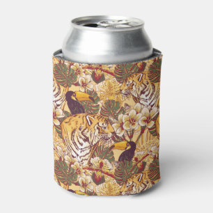 Rafraîchisseur Pour Canette Motif floral tropical avec le tigre