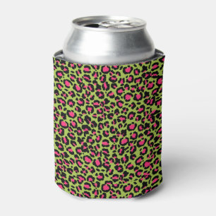 Rafraîchisseur Pour Canette Motif léopard en framboise sur Lime Green