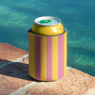 Rafraîchisseur Pour Canette Motif rayé vertical rose et jaune vibrant