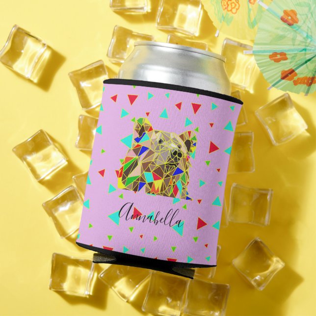 Rafraîchisseur Pour Canette Motif triangle d'ours rose moderne (Été in situ)