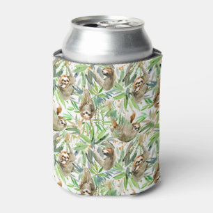 Rafraîchisseur Pour Canette Motif tropical de paresse d'aquarelle
