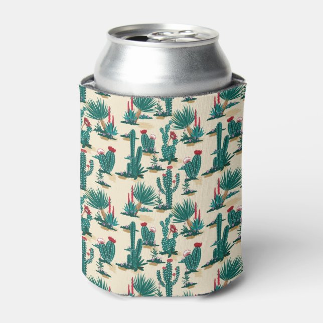 Rafraîchisseur Pour Canette Motif vert et rouge Cactus (Can devant)