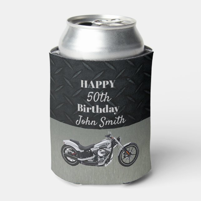 Rafraîchisseur Pour Canette Moto Anniversaire 50ème Nom Hobby (Can devant)