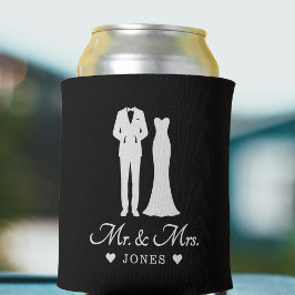 Rafraîchisseur Pour Canette Mr & Mrs Wedding Dress Tuxedo Newlywed Couple