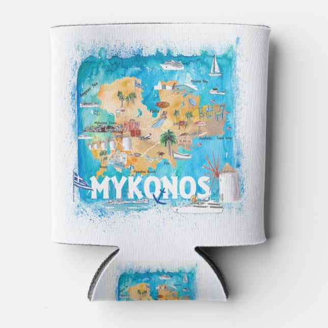 Rafraîchisseur Pour Canette Mykonos Grèce Carte illustrée avec des monuments (Devant)