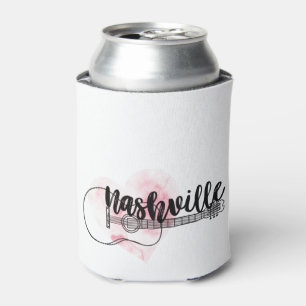 Rafraîchisseur Pour Canette Nashville Guitare aquarelle conception de coeur