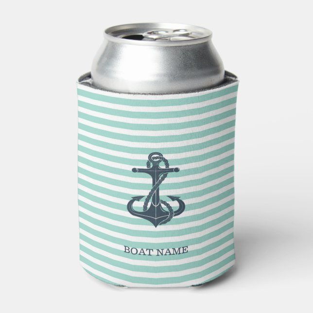 Rafraîchisseur Pour Canette Nautique, Ancre, Bandes vertes à la menthe (Can devant)