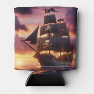 Rafraîchisseur Pour Canette Navire pirate au lever/coucher du soleil
