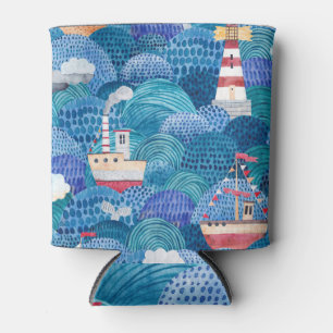 Rafraîchisseur Pour Canette Navires et phare : Aquarelle pour enfants
