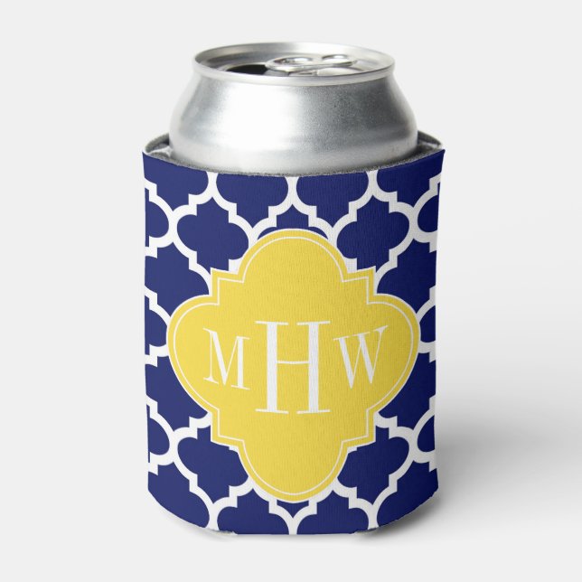 Rafraîchisseur Pour Canette Navy Wht Moroccan #5 Pineapple 3 Initial Monogram (Can devant)