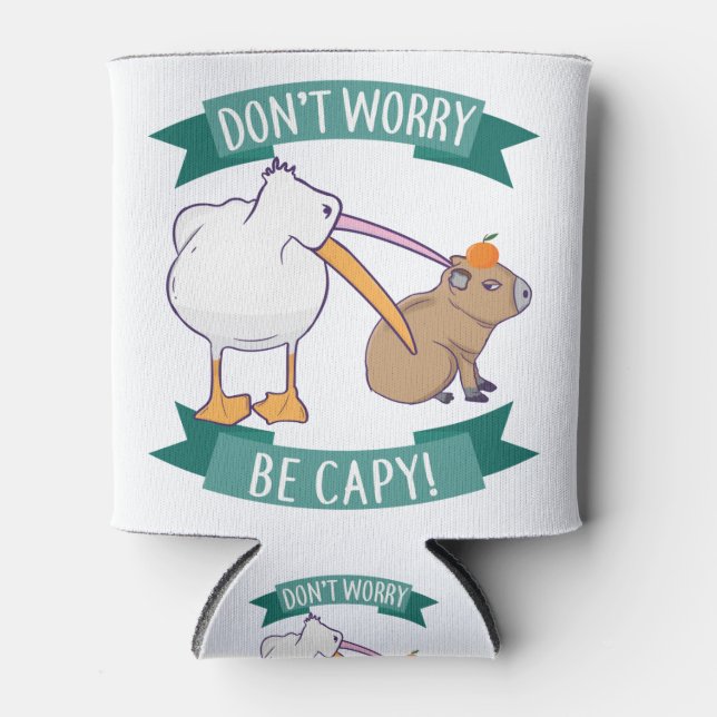 Rafraîchisseur Pour Canette Ne t'inquiète pas, sois Capy. Capybara Orange sans (Devant)