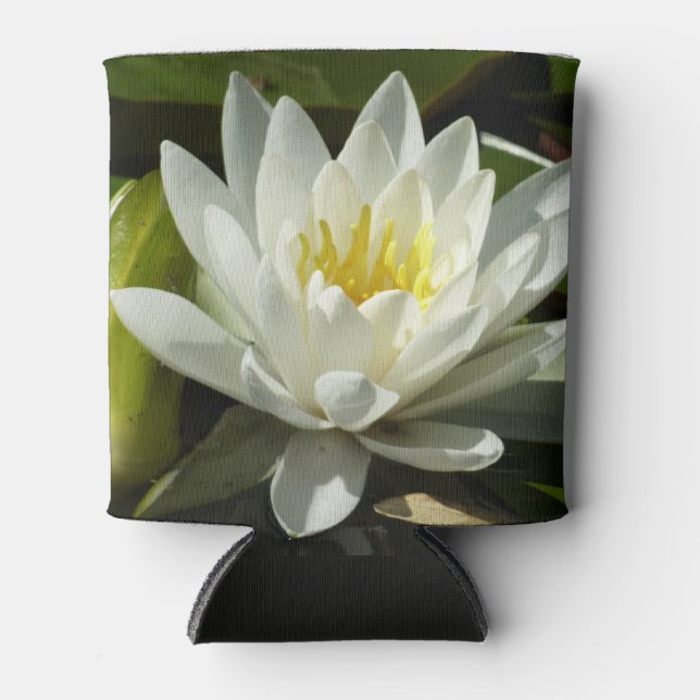 Rafraîchisseur Pour Canette Nénuphar blanc et bud Floral (Devant)