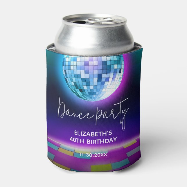 Rafraîchisseur Pour Canette Neon Retro Danse Disco Anniversaire Bienvenue (Can devant)