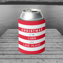 Rafraîchisseur Pour Canette Noël Au Cabine Red Nautical Stripe Lake