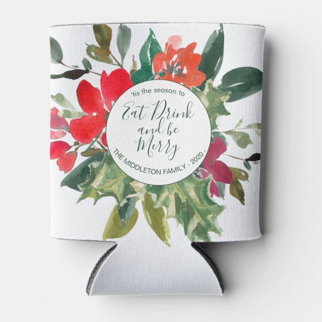 Rafraîchisseur Pour Canette Noël Holly Wreath Floral Green (Devant)