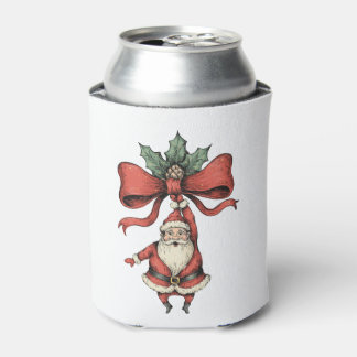Rafraîchisseur Pour Canette Noël Père Noël Houx Nœud Ruban Vintage