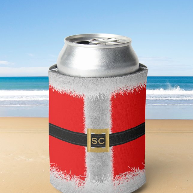 Rafraîchisseur Pour Canette Noël rouge en juillet Père Noël Party Can Cooler (Just add your initials! Perfect can cooler for your Christmas in July Santa Party)