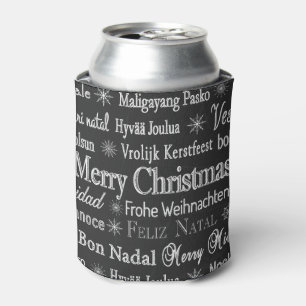 Rafraîchisseur Pour Canette Noël Salutations Multiples Langues Noir